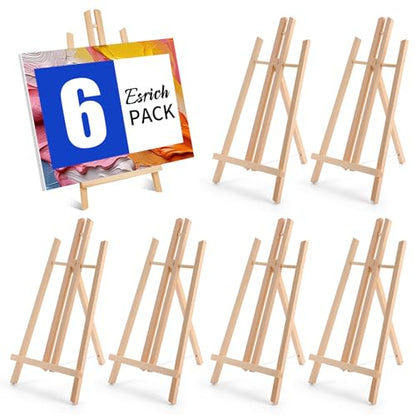 ESRICH 6 PCS 16in Wood Easels, Tabletop Easel for Painting Party - style: 16"-6P