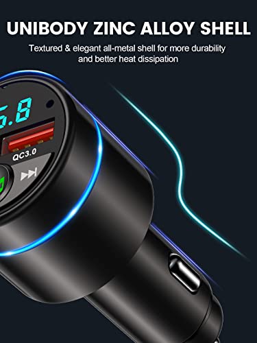 RIWUSI FM Transmitter for Car Bluetooth 5.3, Wireless FM Radio Car Adapter - color: Black