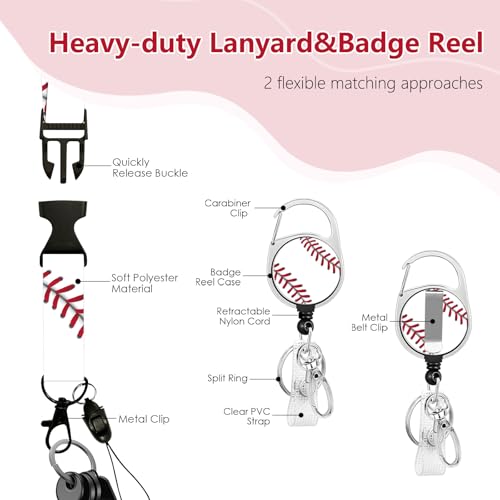 Baseball ID Badge Holder with Lanyard Vertical Card Cover Protector - color: Baseball