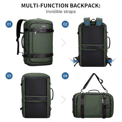WITZMAN Travel Backpack for Men 35L TSA Friendly Flight Approved - color: Army Green