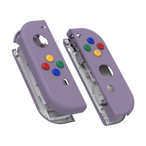 eXtremeRate DIY Replacement Shell Buttons for Nintendo Switch & Switch OLED, Dark Grayish Violet Soft Touch Housing with Corlorful Button for Joycon Handheld Controller - Console Shell NOT Included - color: Dark Grayish Violet