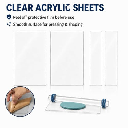 DIYOOHOMY 16pcs Polymer Clay Tools kit, Rolling Pin with Thickness Rings - color: 12 clear