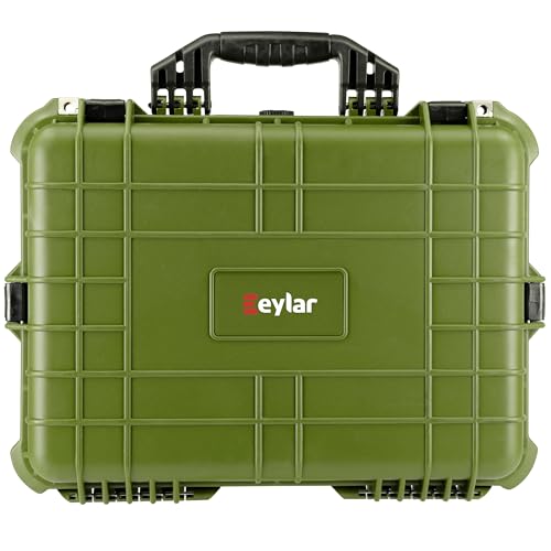 Eylar 20" Large Hard Case Equipped With Ragar Reconfigurable & Reusable XP Crosslinked Foam Insert, Waterproof, Shockproof For Equipment, Drones And Cameras (2 Ragar Layers) (Green)