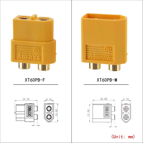 ELFCULB 10 Pairs Amass XT60PB PCB Mount Connectors for FPV Drones - color: 10 Pairs XT60PB