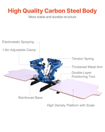 VEVOR Screen Printing Machine 4 Color 2 Station Silk Screen Printing Press - color: 4Color-2Station