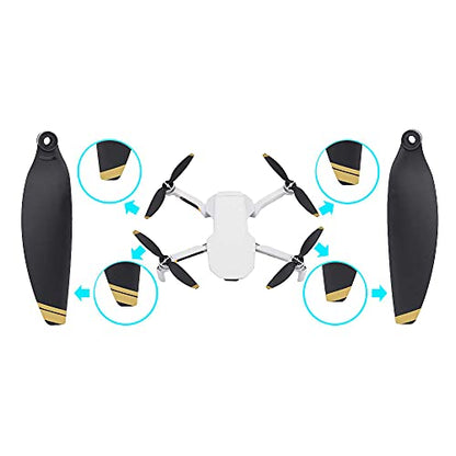 16Pcs Mavic Mini Propellers Compatible with DJI Mavic Mini Drone Replacement Low-Noise and Quick-Release Blades Props, Golden - color: Golden