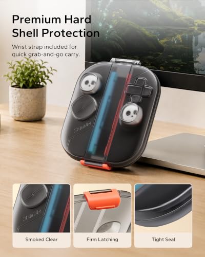JEMDO Joycon Storage Case for Nintendo Switch 2, Slim Hard Shell Carrying Case with 3 Game Card Slots & Wrist Strap, Shockproof Scratch Resistant Protective Box, Lightweight Portable for Travel - style: Controller Case