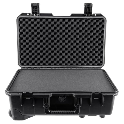 Eylar 22" Intact Premium Series Rolling Carry-On Hard Case with Wheels, IP67 Waterproof Crushproof, TSA Approved Travel Luggage, Customizable Pluck Foam for Cameras, Drones, Gear (Black) - color: Black