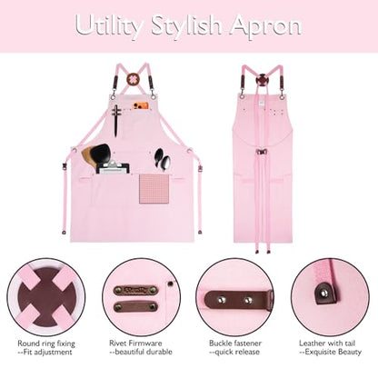 Kitchen, Work Apron, Canvas Apron, Pink - color: Pink