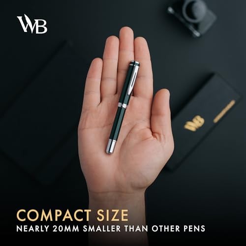 Wordsworth & Black Mini Pocket Fountain Pen for Writing, Medium Nib, Green - color: Racing Green