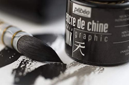 Pebeo Graphic India Ink, 250 ml Bottle Black - size: 8.5 fl oz