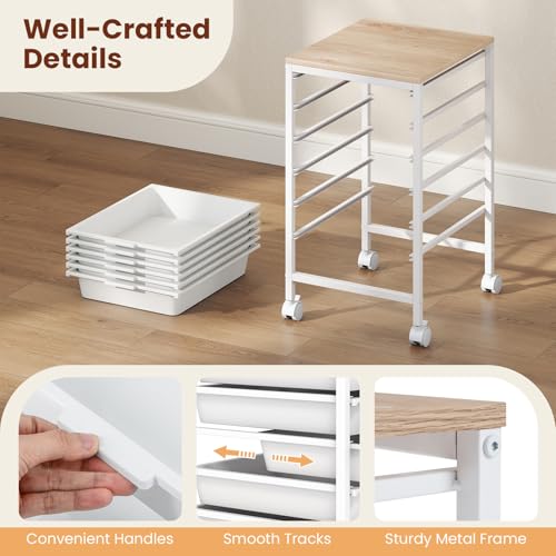 RELAX4LIFE 6-Drawer Rolling Storage Cart w/Lockable Wheels(White) - color: White, size: 22.5”H