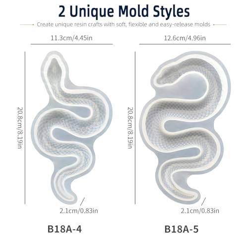 2Pcs Snake Silicone Molds Set, 3D Coiled Snake Epoxy Resin Casting Mold Set - color: 2Pcs Snake Resin Molds