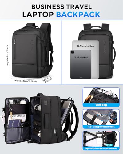 Fenree.geer Travel Backpack for Men, Carry On Luggage Backpack 34-46L - color: Black