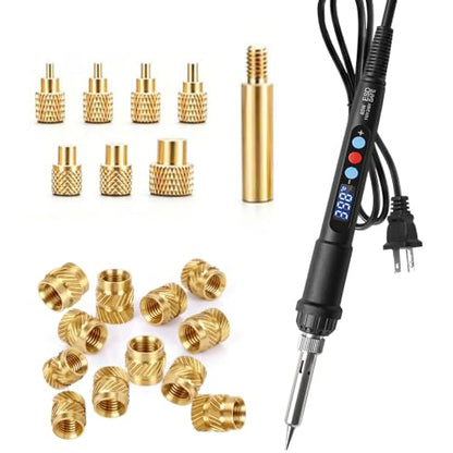 60W Soldering Iron Heat Set Insert Kit with 100PCS Brass Knurled Inserts