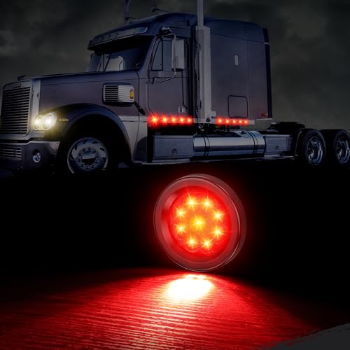 10Pcs 2 Inch Amber And Red LED Round Side Marker Lights for Trailer - color: Amber + Red