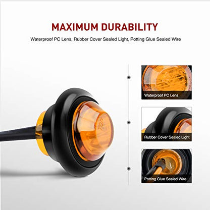 Nilight 3/4" Round LED Clearance Marker Lights, Amber, 10-Pack - color: Amber 10Pcs