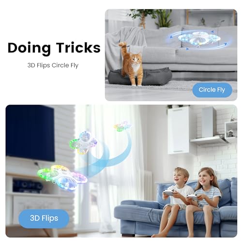 Ameta Morpho 1080P Camera Drone for Kids, RGB Lights, 2 Batteries, Kid Gift