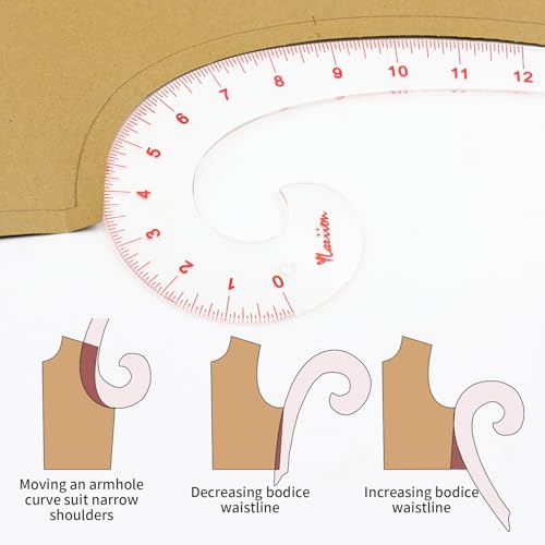 YLaziion 12-Inch 3mm Acrylic French Curve Ruler for Sewing & Pattern Making - style: 12" Comma Shape Ruler