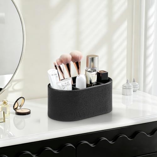 Oval Remote Control Holder, Nightstand Organizer Desk Caddy (Black) - color: Black