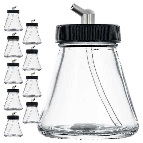 Master Airbrush Pack of 10, TB-004 Empty 2.7 oz. (80cc) Glass Jar Bottles - size: 2.7oz - Glass - 60°