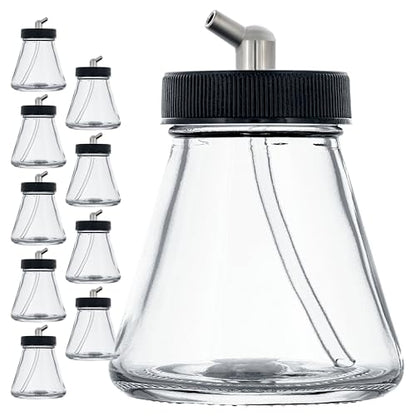 Master Airbrush Pack of 10, TB-004 Empty 2.7 oz. (80cc) Glass Jar Bottles - size: 2.7oz - Glass - 60°