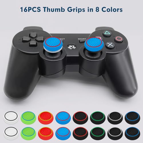 16Pcs Controller Thumb Grips Replacement for ps4/ps5, Silicone Joystick Caps, Anti-Slip Anti-Scratch Thumb Grips Caps Cover Analog Stick for Ps5/Ps4