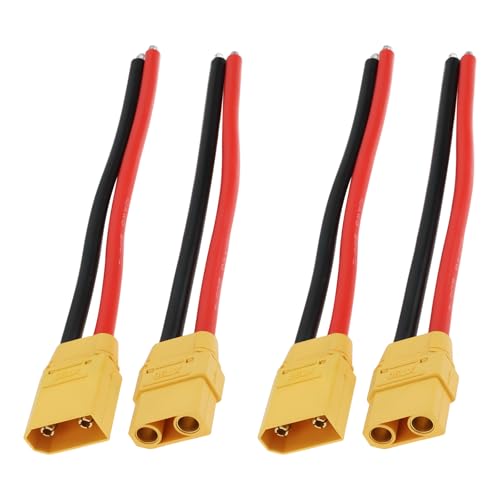 4Pcs XT90 Male Fmale Plug Socket Incl Silicone Cable Coupling for Model Car 15cm 12AWG - size: XT90