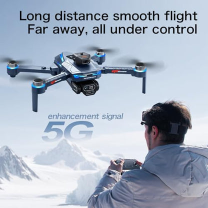 FPV Drone with HD Camera for Adults, RC Drones with 5 Inch LCD Screen on Controller, Obstacle Avoidance, Brushless Motor, One Key Start, Optical Flow Positioning, Headless Mode, Foldable RC Quadcopter with SD Card & 2 Batteries & Portable Carrying Case, U