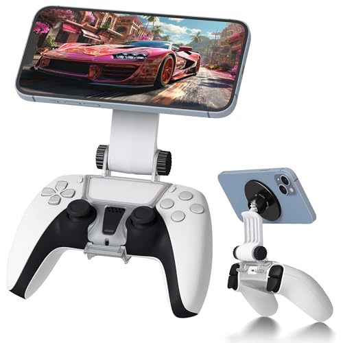 Orzero Magnetic Controller Phone Mount Clip compatible for PS5 Dualsense Controller, Adjustable Mag-Safe holder Accessories for iPhone and Android Phones Remote Stream Gaming - Black - color: Black, size: PS5 Dualsense Controller