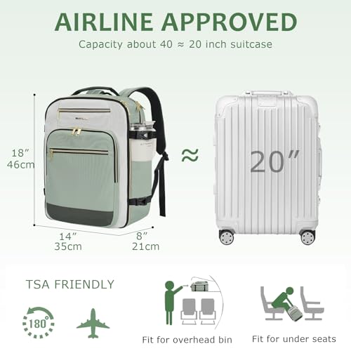 EMPSIGN 40L Travel Backpack for Women & Men - color: Beige/Light Green/Army Green