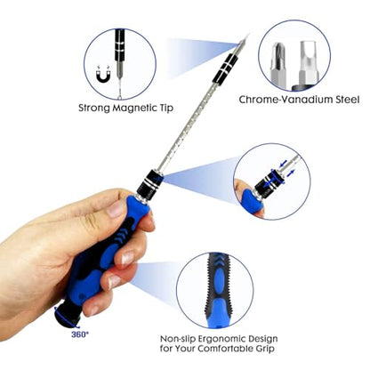 115 in 1 Precision Screwdriver Set, Mini Professional Magnetic Repair Tool Kit, Multi functional Small Screwdriver for Macbook, Phone, PC Computer, Watch, Game Console, Electronic Repair(Blue)