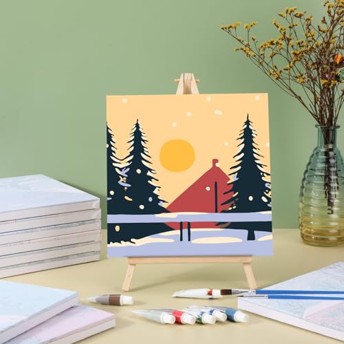 Nezyo 12 Sets Paint by Numbers Kit with Frame for Adult, 8 X 8 Inch - style: Winter