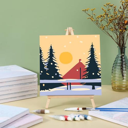 Nezyo 12 Sets Paint by Numbers Kit with Frame for Adult, 8 X 8 Inch - style: Winter
