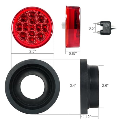 2.5 Inch Red and Amber Round 13 LED Marker Lights 2.5in Clearance Lights