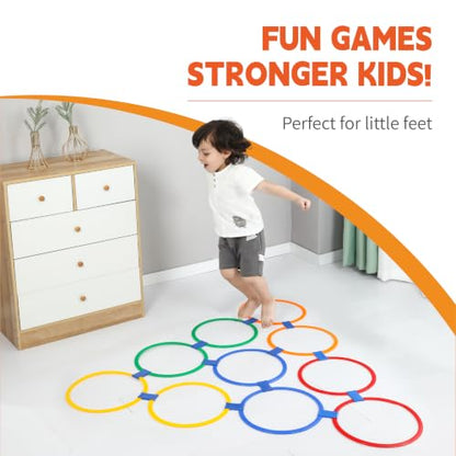 20Pcs 11" Hopscotch Rings, Agility Rings for Kids Obstacle Course - style: 11" Hoop – 2 Set