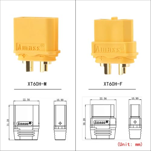 ELFCULB 10 Pairs Amass XT60H Connectors for FPV Drones and RC Models - color: 10 Pairs XT60H (Yellow)
