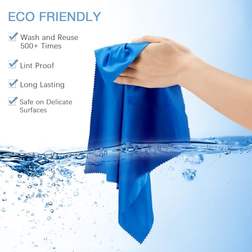 Frienda 12 Pack Large Glass Cleaning Cloth, Blue,Deep Gray - color: Blue,deep Gray