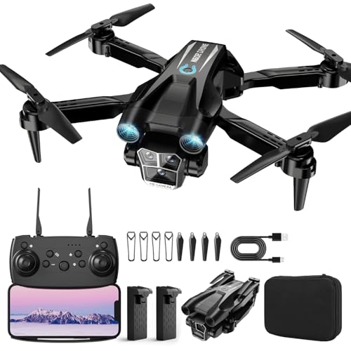 Drone with Camera 1080P HD, Mini Drone for Beginners Kids Adults, RC Quadcopter with 2 Batteries, Carrying Case, Stable Hover, Trajectory Flight, Gravity Control, One Key Take Off/Land,White