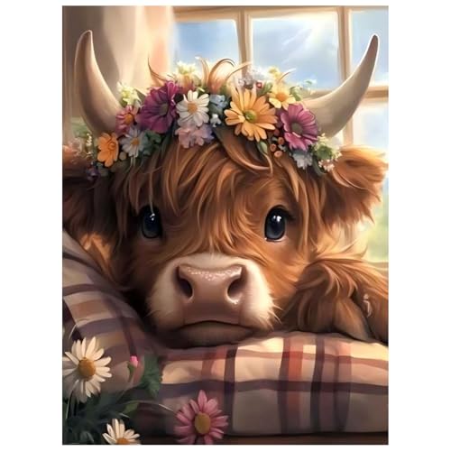 xcemhil Cow Diamond Art Kits for Adults, Cow 5D Diamond Painting Kits - color: 01-Cow, size: 12x16 inch