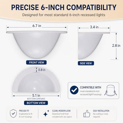 1 Pack 6 Inch 40% Translucent Can Light Cover, White Half Shade - color: White, size: 6 Inch