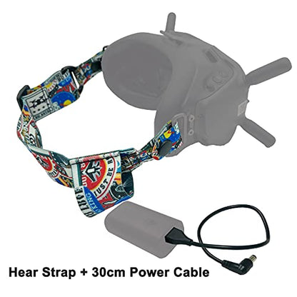 Adjustable Head Strap and Power Cable 30CM for DJI FPV Goggles V2