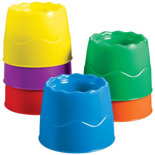 Prang No-Spill Painting Classroom Water Pots, 4.5"W x 3.5"H, 6 Assorted Colors, 6 Count
