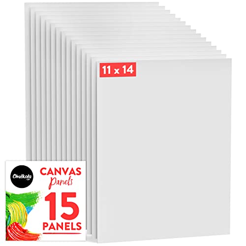 Chalkola 11x14 Canvas for Painting, 15 Bulk Value Pack - Blank Panels - color: 15 - 11"x14" - Whiite