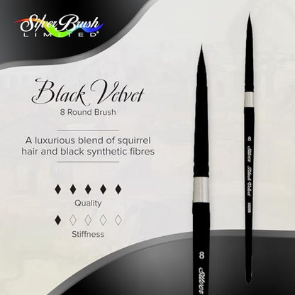 Silver Brush Limited Black Velvet Round Watercolor Paintbrush, Size 8 - size: 8