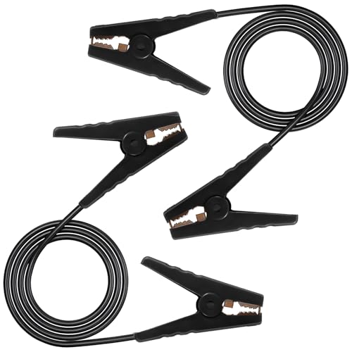 Farm Electric Fence Jump Leads with Crocodile Clip Connect Energizer and Fencing System Wire (4Clip+2wire) - size: Black-4Clip-2Wire