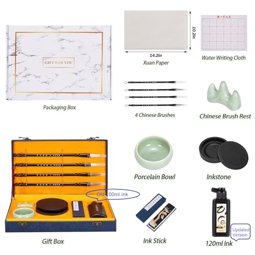 Chinese Calligraphy Set Japanese Calligraphy Kit for Beginner-Blue - color: Blue