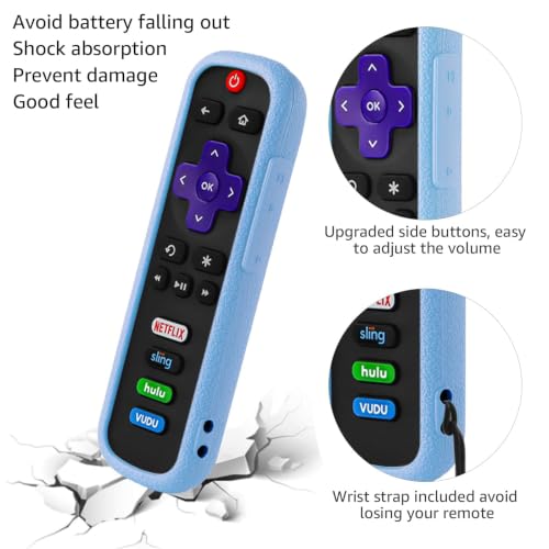 2 Pack Remote Cover for Roku TV Controller Glow in The Dark,Pink Blue - color: Glow Pink and Glow Blue, size: 2 Pack