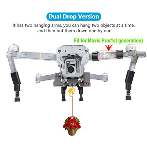 Hanatora Dual Drop Version Payload Airdrop Release Dropping Device for DJI Mavic Pro Drone,Air Drop Clip Delivery Transport Dropper System,Fishing Bait Hook Accessories Kit