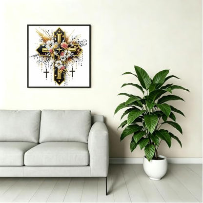 Cross Special Shape Diamond Painting for Adults Beginner,Dot Art 12 x 16 In - color: DE031